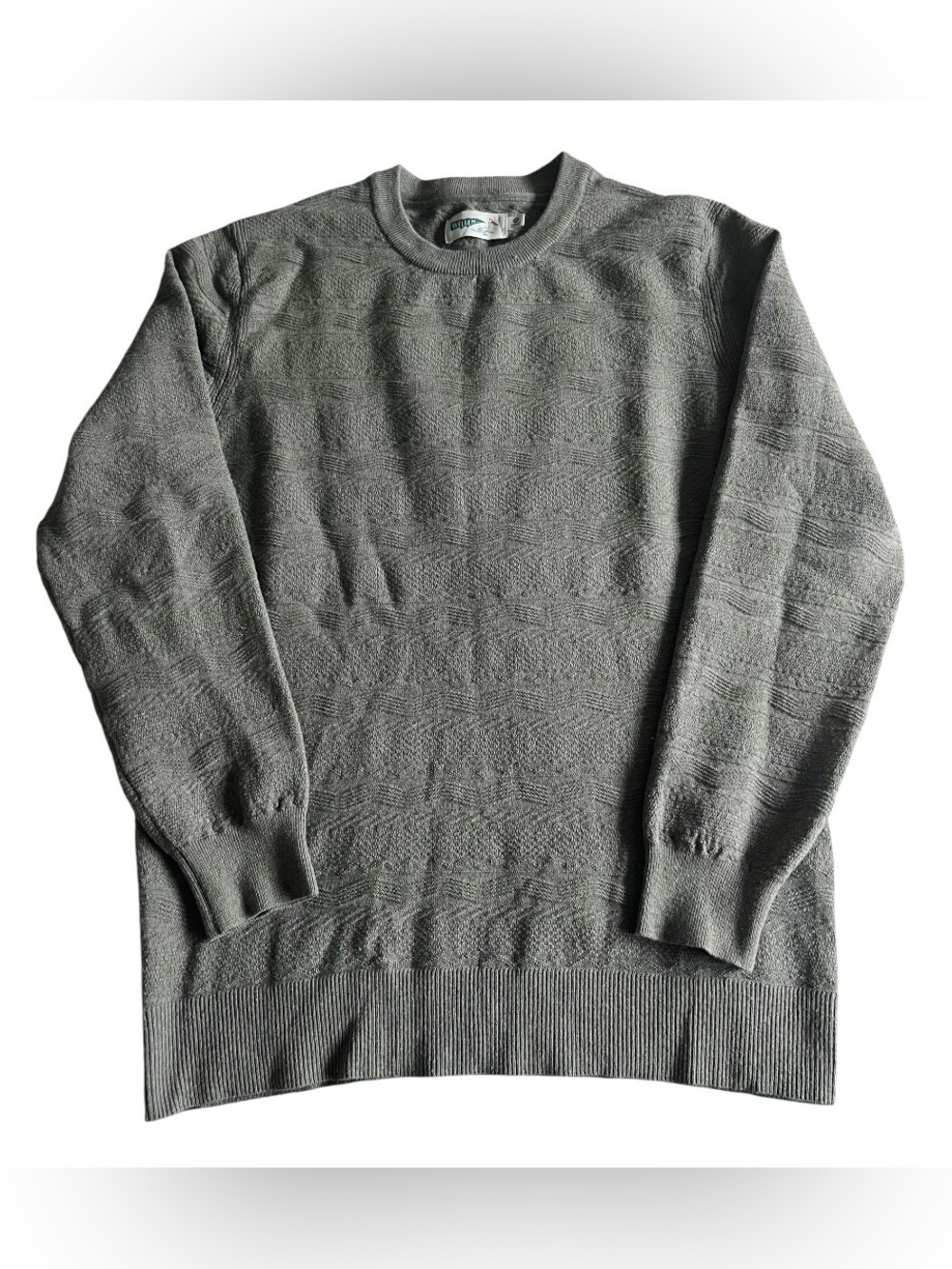 Wellen Seawool Fisherman Sweater Grey Textured Crewneck Men’s Medium Huckberry